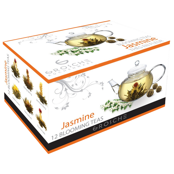 GROSCHE Hand made premium 12 blooming tea variety pack Green